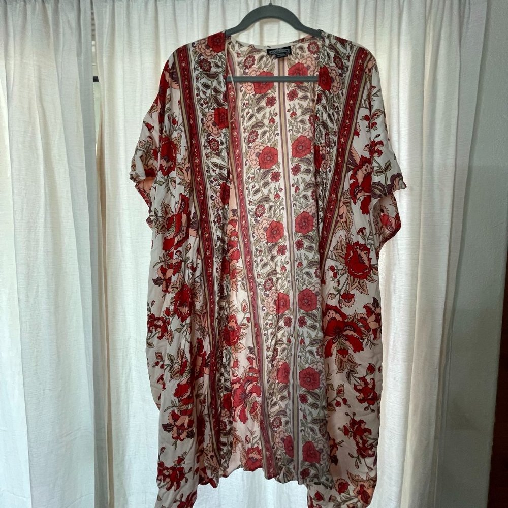 Angie Red Floral Over Piece Size L